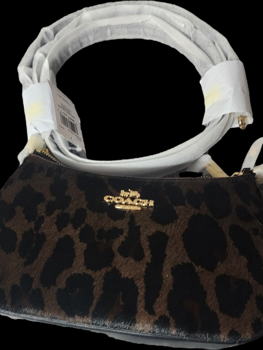 Coach Leopard-Print Teri Crossbody in Brown and Black Hide with Gold Hardware